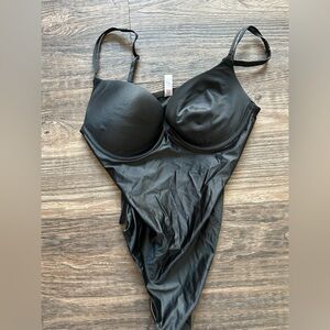 Victoria’s Secret Black Bridal Slim Fitted Satin Bodysuit 36B Corset